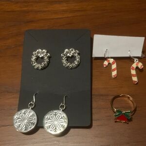 Silver and Red Holiday Jewelry Set